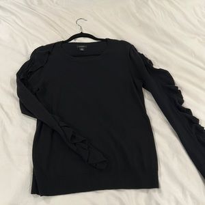 Black Sweater with Ruffle Sleeves